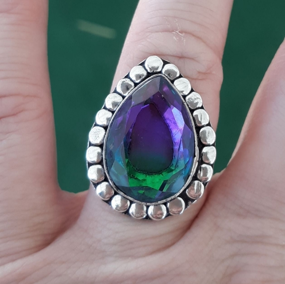 *** Sale *** New Bi-Color Tourmaline 925 Silver Ring. 